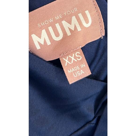 Show Me Your Mumu Anderson Maxi Dress in Midnight Navy Luxe Satin XXS - Picture 5 of 7